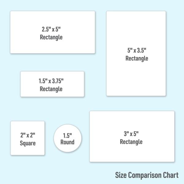 Avery WePrint Custom Printing Size Comparison Chart