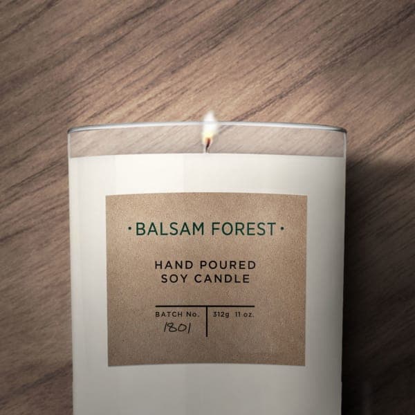 Square Candle Label on Kraft Brown Paper