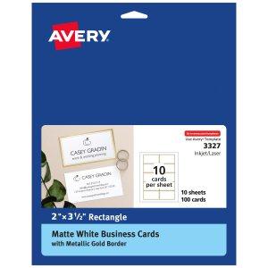 Business Cards with Gold Borders, 2" x 3-1/2"