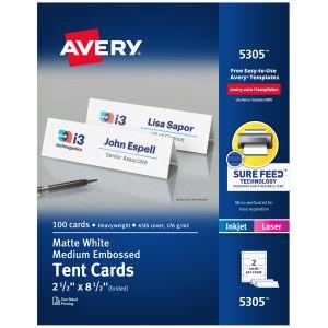 Embossed Tent Cards, 2-1/2" x 8-1/2", White