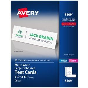 Embossed Tent Cards, 3-1/2" x 11", White
