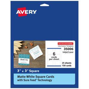 Square Cards, 3" x 3", White