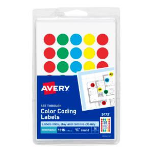 See-Through Color-Coding Dots, 3/4", 1,015 Total