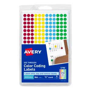 See-Through Color-Coding Dots, 1/4", 864 Total