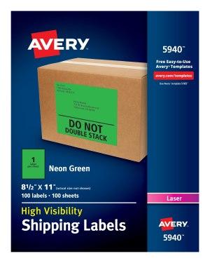 Neon Green Shipping Labels, 8-1/2" x 11"