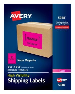 Neon Pink Shipping Labels, 5-1/2" x 8-1/2"