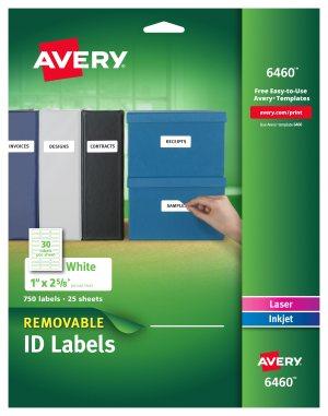 White Removable Labels with Sure Feed, 1" x 2 5/8"