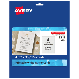 Glitter Cards, 4-1/4" x 5-1/2", 24 Total
