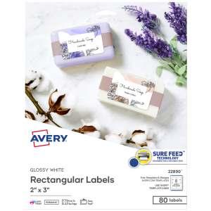 Glossy White Labels, 2" x 3", 80 Total