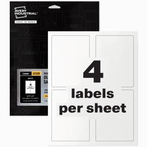 White Printable Vinyl Labels, 100ct, 3-1/2" x 5"