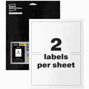 White Adhesive Vinyl Labels, 50ct, 5" x 7"