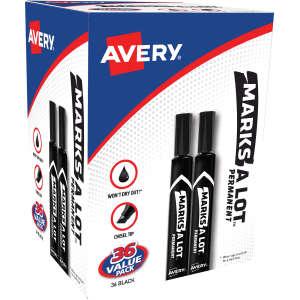 Avery® Marks A Lot® Permanent Black Markers