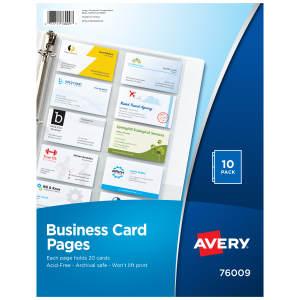 Business Card Organizer Pages, Pack of 10