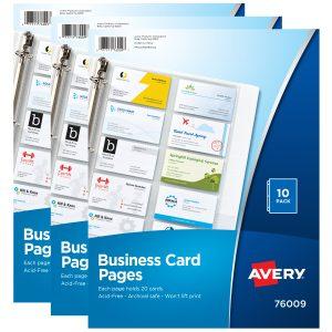 Business Card Organizer Pages, 3-Pack