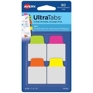 Ultra Tabs®, Neon, 80 Mini Tabs, 1" x 1.5"