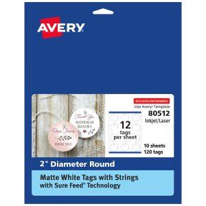 Round Tags with Strings, 2" Diameter, White